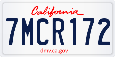 CA license plate 7MCR172