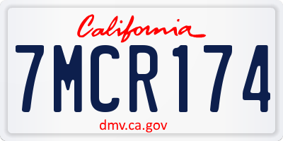 CA license plate 7MCR174