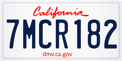 CA license plate 7MCR182