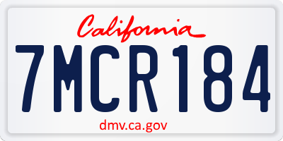 CA license plate 7MCR184