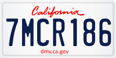CA license plate 7MCR186