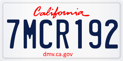 CA license plate 7MCR192