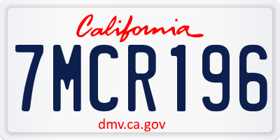 CA license plate 7MCR196