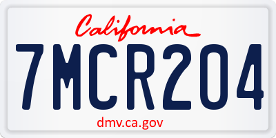 CA license plate 7MCR204