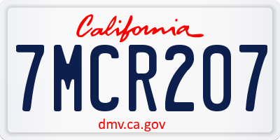 CA license plate 7MCR207
