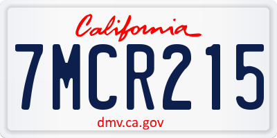 CA license plate 7MCR215