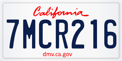 CA license plate 7MCR216