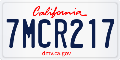 CA license plate 7MCR217
