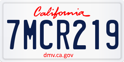 CA license plate 7MCR219