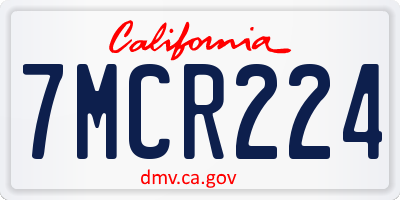 CA license plate 7MCR224
