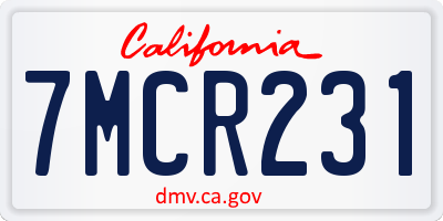 CA license plate 7MCR231