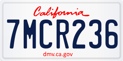 CA license plate 7MCR236