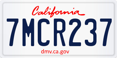CA license plate 7MCR237