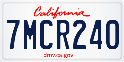 CA license plate 7MCR240