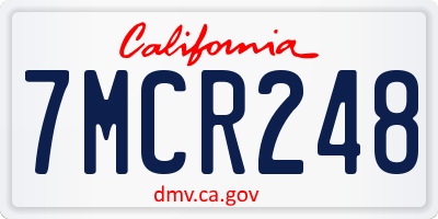 CA license plate 7MCR248