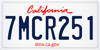 CA license plate 7MCR251