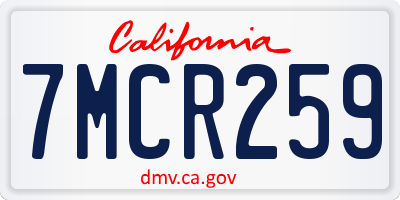 CA license plate 7MCR259