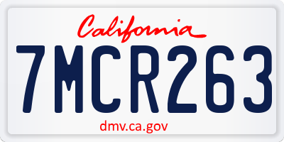 CA license plate 7MCR263