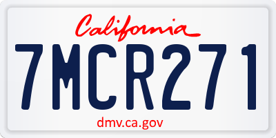 CA license plate 7MCR271