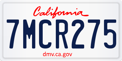 CA license plate 7MCR275