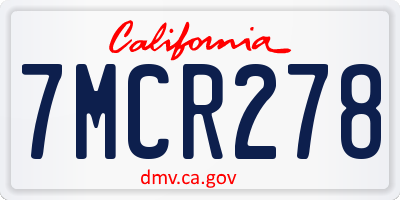 CA license plate 7MCR278