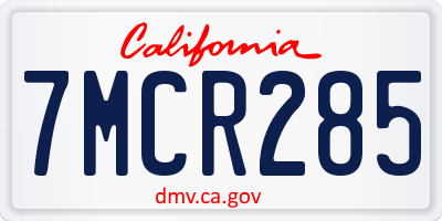 CA license plate 7MCR285