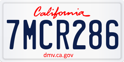 CA license plate 7MCR286