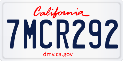 CA license plate 7MCR292