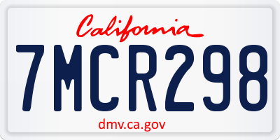 CA license plate 7MCR298