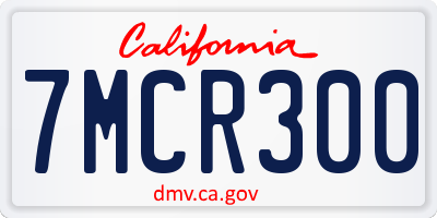 CA license plate 7MCR300