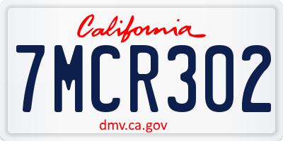 CA license plate 7MCR302