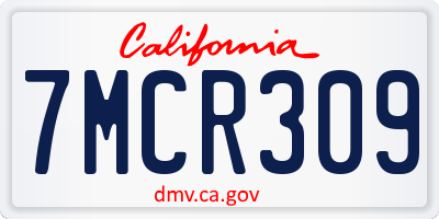 CA license plate 7MCR309