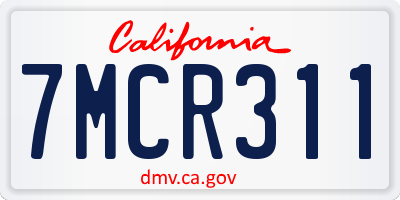 CA license plate 7MCR311