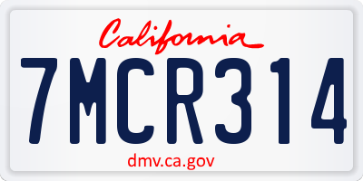 CA license plate 7MCR314