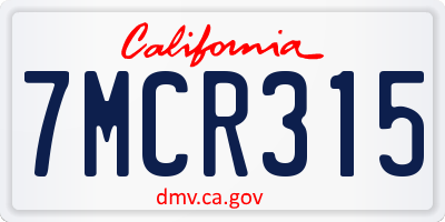 CA license plate 7MCR315