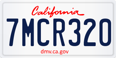 CA license plate 7MCR320