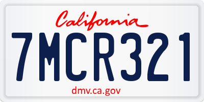 CA license plate 7MCR321