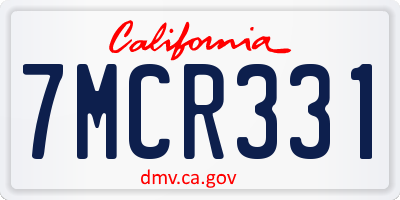 CA license plate 7MCR331