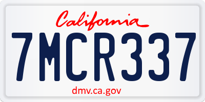 CA license plate 7MCR337