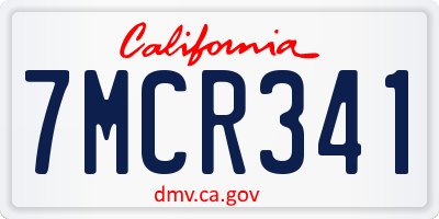 CA license plate 7MCR341