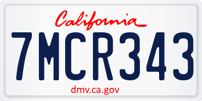 CA license plate 7MCR343