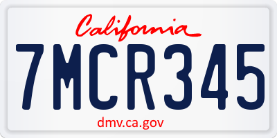 CA license plate 7MCR345