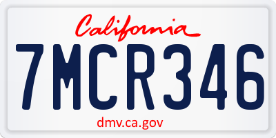 CA license plate 7MCR346