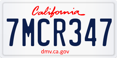 CA license plate 7MCR347