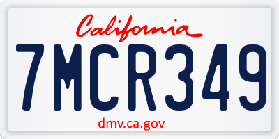 CA license plate 7MCR349