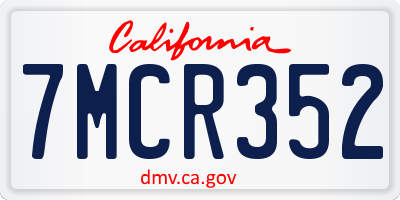 CA license plate 7MCR352