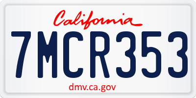 CA license plate 7MCR353