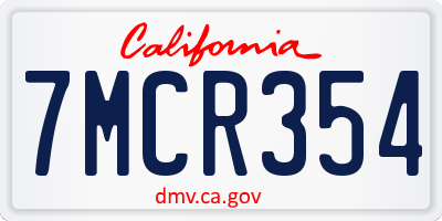 CA license plate 7MCR354