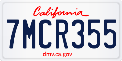 CA license plate 7MCR355