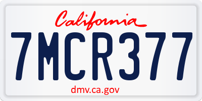 CA license plate 7MCR377